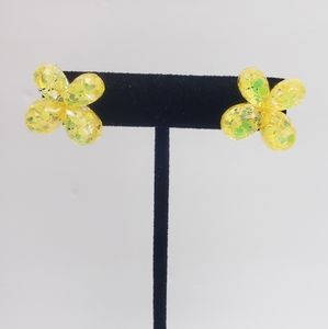 🔵 3/$10 Iridescent Yellow Butterfly Earrings in Silvertone